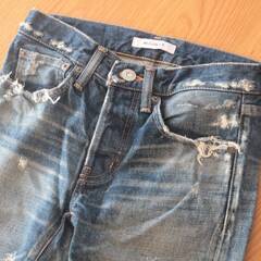 【FU83】MOUSSY マウジー クラッシュテパード デニム 23 Sサイズ インディゴ レディースの画像