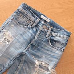 【FU84】MOUSSY マウジー ダメージ加工 デニム パンツ 23inchの画像