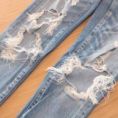 【FU84】MOUSSY マウジー ダメージ加工 デニム パンツ 23inchの画像