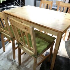 札幌近郊　送料無料　ﾀﾞｲﾆﾝｸﾞﾃｰﾌﾞﾙ　4人用　ﾅﾁｭﾗﾙ　5点ｾｯﾄ　118×75㎝の画像