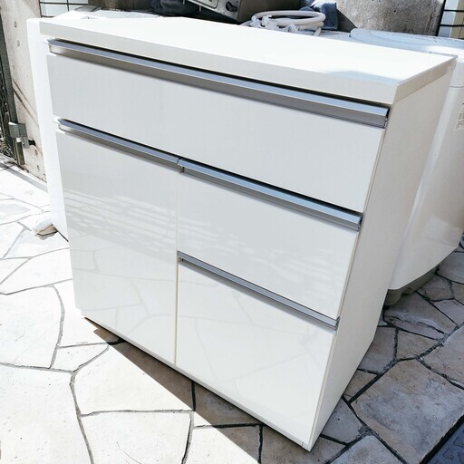 マルチキッチン収納家具 作業台テーブル 3種類の引き出し オープン収納 幅80㎝奥行50.5㎝高さ86㎝