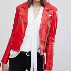 本羊革 ライダーバイカージャケットレザーコート赤 Sheep Leather Rider Jacket Red