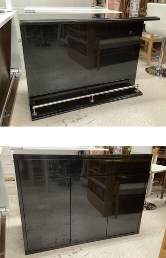 【値下げしました】カウンターテーブル バーカウンター ブラック 収納スペースあり【ユーズドユーズ名古屋天白店】 J1275