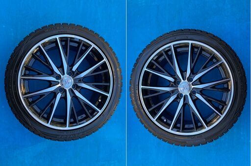 バリ山9.5分山 アネーロANHELO ＡＴ 希少前輪+42後輪+30 PCD100/4穴 DUNLOP WINTERMAXX WM0