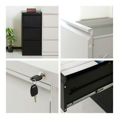 Hスチールキャビネット【ケプロイ3段／グレー色】ロッカー 書斎 鍵付き 業務用 書庫 オフィス B品 要組立品 ※定価14,990円の画像
