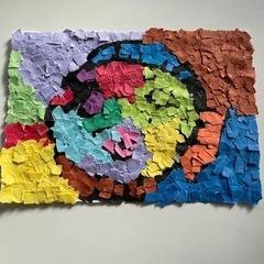 千切り絵アート　ハンドメイド　カラフルお魚