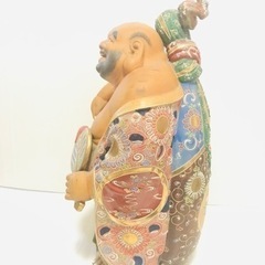 蔵出し 古美術品 骨董品 久谷 九谷焼 色絵金彩 布袋 七福神 縁起物 置物 オブジェ 陶磁器 工芸品 高さ47cmの画像