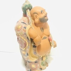 蔵出し 古美術品 骨董品 久谷 九谷焼 色絵金彩 布袋 七福神 縁起物 置物 オブジェ 陶磁器 工芸品 高さ47cmの画像