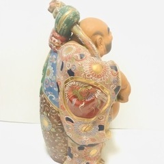 蔵出し 古美術品 骨董品 久谷 九谷焼 色絵金彩 布袋 七福神 縁起物 置物 オブジェ 陶磁器 工芸品 高さ47cmの画像
