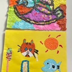 【お取引ありがとうございました】千切り絵　2枚セット　お魚＋ねこちゃん