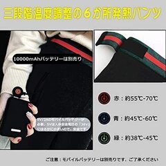 【６か所のヒーター 】電熱パンツ ヒーターズボン 男女兼用 電熱...