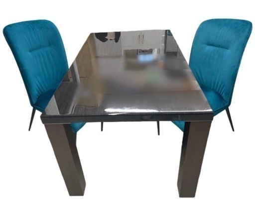 GM760【近隣配達可能】2人用　ダイニングセット　チェア　ブラック×グリーン　ベルベット生地　高級感　ブラック　グリーン　黒　緑　リサイクルショップ　ケイラック朝霞田島店　ケイラック　埼玉県　朝霞市　田島　和光市　志木市　新座市　富士見市　ふじみ野市　三芳町　戸田市　蕨市　さいたま市(岩槻以外)　川越市　所沢市　上尾市　東京都　板橋区　練馬区　清瀬市