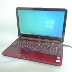 新品SSD 日本製 中古良品 赤 ノートパソコン 15.6型 富士通 AH54/G 第2世代Core i5 8GB DVDマルチ 無線 webカメラ Windows10 Office 
