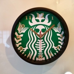 スターバックス  デザイン掛け時計 緑でもスカル スタバ 激安 ...