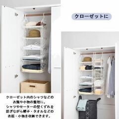 未使用品 吊り下げラック 5段 スッキリ収納 カタチがくずれにくいフレームタイプの画像