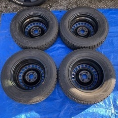 バリ溝！14インチスチールホイール スタッドレスタイヤ付き 4本 5.5J +55 4H 100 185/70R14 ホンダ フリードスパイク取り外し 鉄チン 