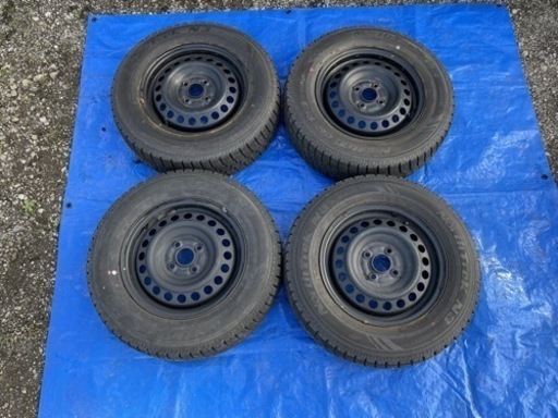 バリ溝！14インチスチールホイール スタッドレスタイヤ付き 4本 5.5J +55 4H 100 185/70R14 ホンダ フリードスパイク取り外し 鉄チン