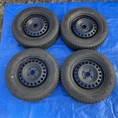 バリ溝！14インチスチールホイール スタッドレスタイヤ付き 4本 5.5J +55 4H 100 185/70R14 ホンダ フリードスパイク取り外し 鉄チン 