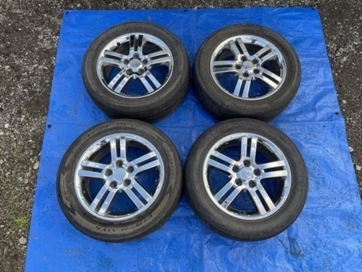 ★AUTECH オーテック 16インチ 純正メッキアルミホイール タイヤ付 4本★ 6J +45 PCD114.3 5H 195/60R16 セレナ 日産 C25 C26 C27