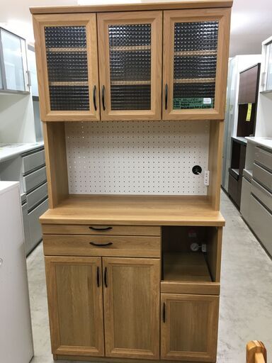 ユーアイ　レンジボード　ライス　キッチンボード　食器棚　作業台付　スチームオーブンOK　おしゃれ　堺市　石津