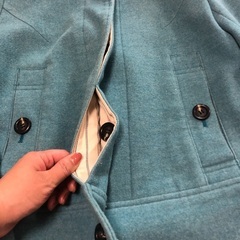 ライトブルー　レディース 　ハーフ　コート　ブルー　青の画像