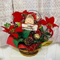 収納箱付★クリスマス★バスケット★オブジェ★ポインセチア★
