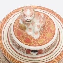 九谷焼 九谷 九谷峯久 峯久 赤絵金彩 耳付 獅子香炉 香炉 三足 の画像