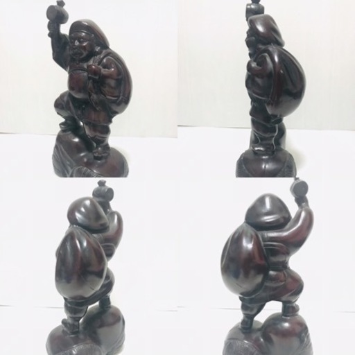 鉄鋳物製 大黒像 大黒天像 ニ俵大黒 開運 縁起物 七福神 和風置物 金属工芸 