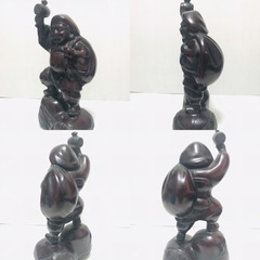 鉄鋳物製 大黒像 大黒天像 ニ俵大黒 開運 縁起物 七福神 和風置物 金属工芸 の画像