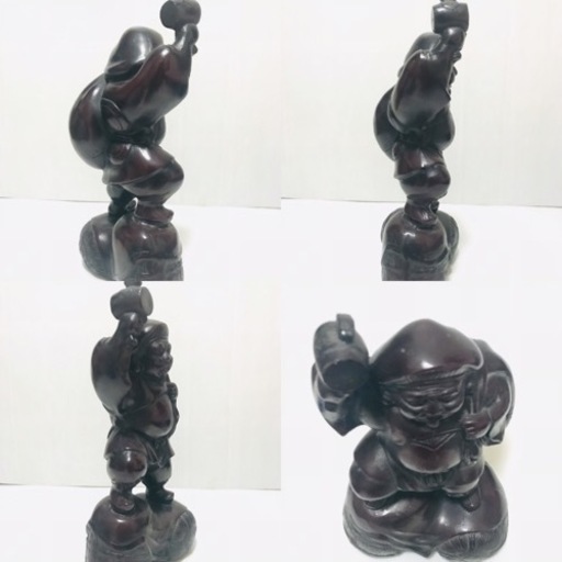 鉄鋳物製 大黒像 大黒天像 ニ俵大黒 開運 縁起物 七福神 和風置物 金属工芸 