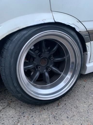 当時物ワタナベ深リム15インチ10J-25 2本タイヤホイールセット旧