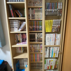 【美品】本棚　スライド　ガラス扉　大容量