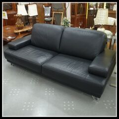 LEATHERWORLD 2人掛けソファー 黒色 本革 厚革  モノ市場半田店 119