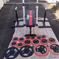 アイロテック ラバーバーベル/ダンベル 90kg+ベンチ　ストレングスセット