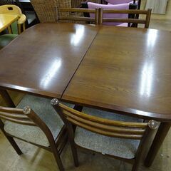 日進木工　伸長式ダイニング5点セット【愛品倶楽部柏店　問い合わせ番号 152-007875 002】 の画像