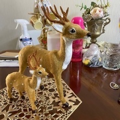 クリスマス飾り　卓上　鹿　ペア