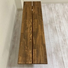 木製ベンチ　パイン材　ウォールナット色　　オシャレベンチの画像