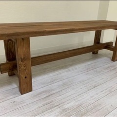 木製ベンチ　パイン材　ウォールナット色　　オシャレベンチの画像