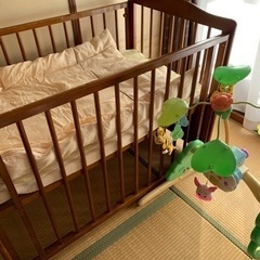 ベビーベッド　プーさんメリー　ベビー布団　セット