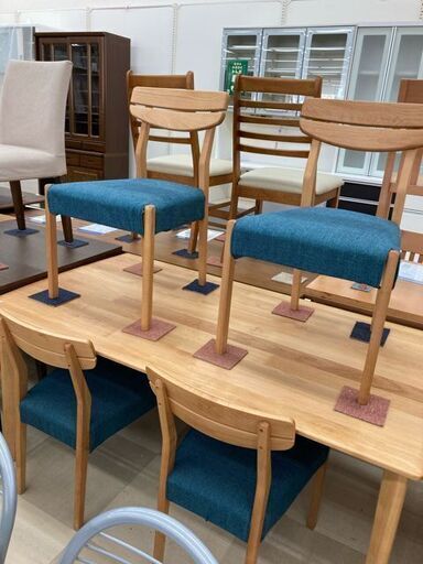 ダイニング5点セット　ﾆﾄﾘ　ﾅﾁｭﾗﾙ×ﾌﾞﾙｰ