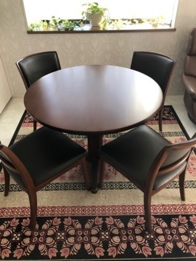 ダイニングセット　椅子4脚　木製　茶色