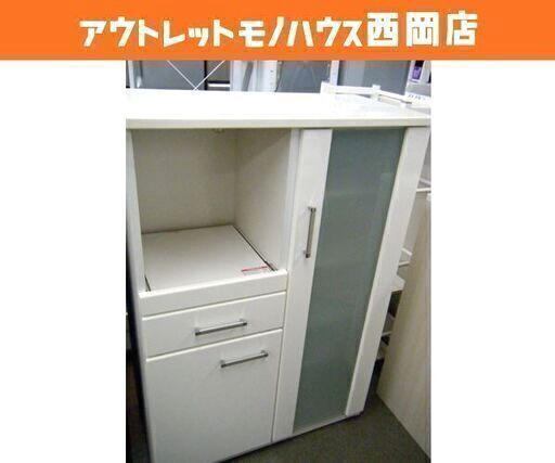 白エナメル ミドルレンジボード 幅80㎝ キッチンボード 食器棚 ホワイト エナメル調 西岡店