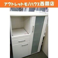 白エナメル ミドルレンジボード 幅80㎝ キッチンボード 食器棚 ホワイト エナメル調 西岡店