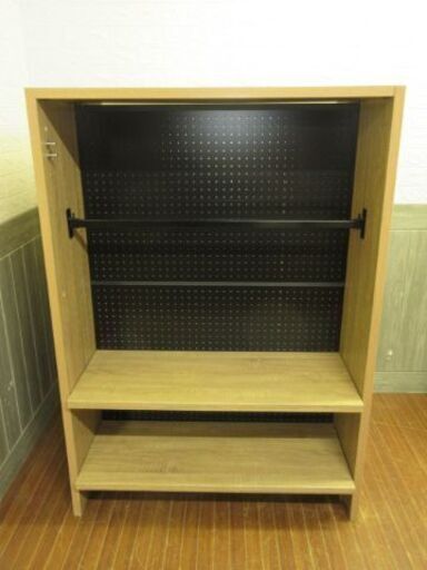 stp-1190　子供用　両面ワードローブ　ナチュラル　棚板可動式　クローゼット　洋タンス　ハンガーラック　コートハンガー　洋服掛け　コート掛け　衣類収納　ラック　ハンガー　洋服　衣類　収納　子供部屋　両面什器　什器　店舗什器