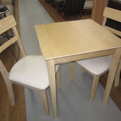 R318 幸家具 コンパクトダイニング3点セット、W60cmX D60cm H70cm 美品