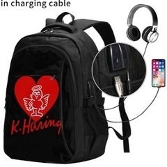 【新品未使用】キースヘリング リュック 大容量 デイパック Usb充電ポート メンズ レディース 多機能 耐衝撃の画像