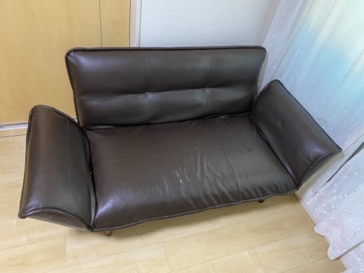 合皮　ソファ　ブラウン