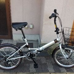 超美品☆☆[TAKEDA]LAND SCAPE(ランドスケープ) 20吋 折り畳み自転車 外装6段/LEDオート/シルバーｘブラウン