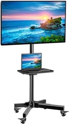 テレビスタンド テレビ台 壁寄せ TVスタンド 23-55インチ 耐荷重25kg VESA400x400mmまで 高さ調節可能 キャスター付き 棚板付き 移動式 家用 展示用