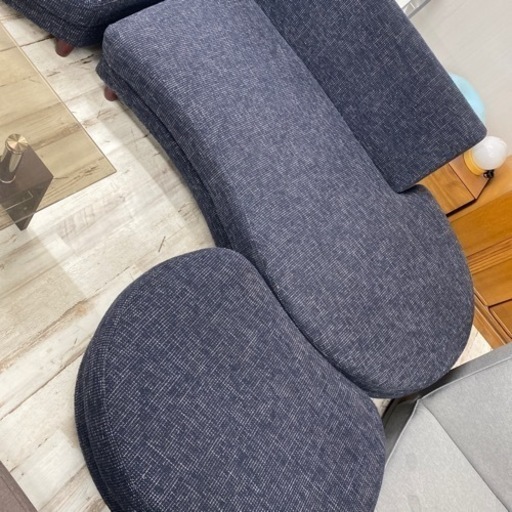 オットマン 付き ソファー ネイビー